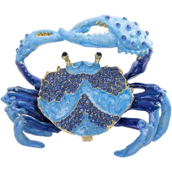 Crab Jewelry Trinket Boxes Hinged Animal Jeweled Trinket Box Decorative New Jewelry Organizers